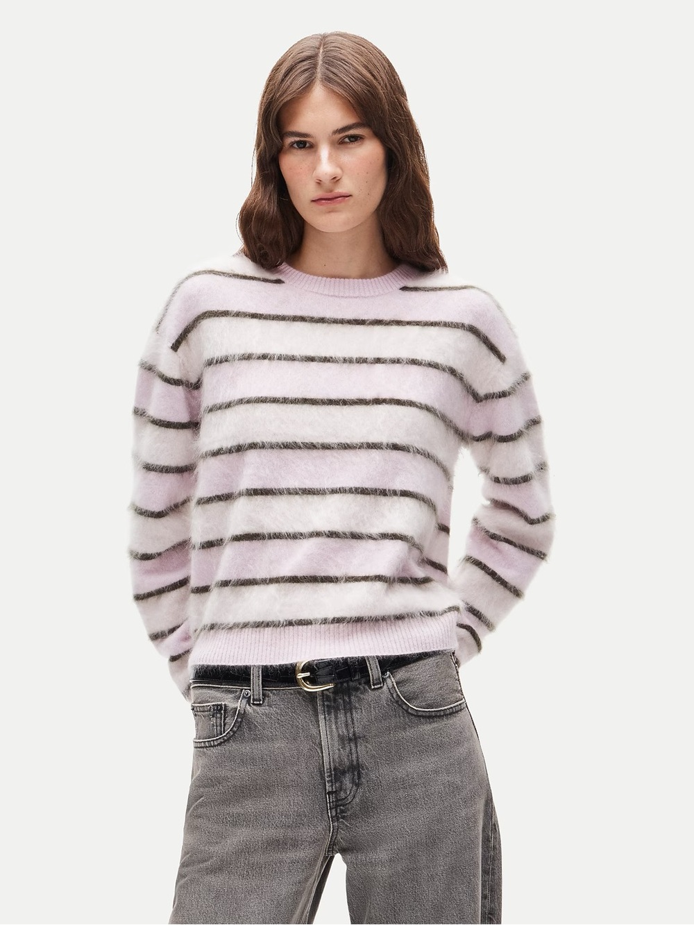 J. Crew Perfect cashmere crewneck in stripe
Faded Lilac Stripe Small NWT